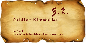 Zeidler Klaudetta névjegykártya